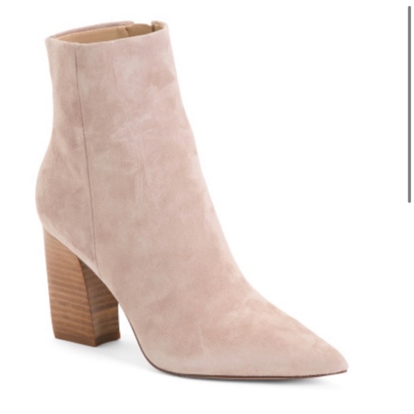 Marc Fisher Suede Stacked Heel Pointy Toe Ankle Booties - Picture 1 of 5